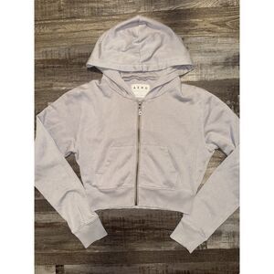 Aeropostale Purple Cropped Full-Zip Hoodie- Size Medium